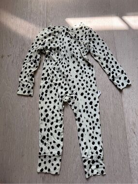 Cream and Black Spot Kids Footed One-Piece